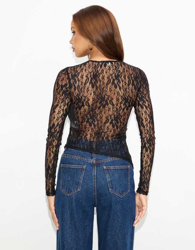 Dazie - Spotlight Lace Long Sleeve Top