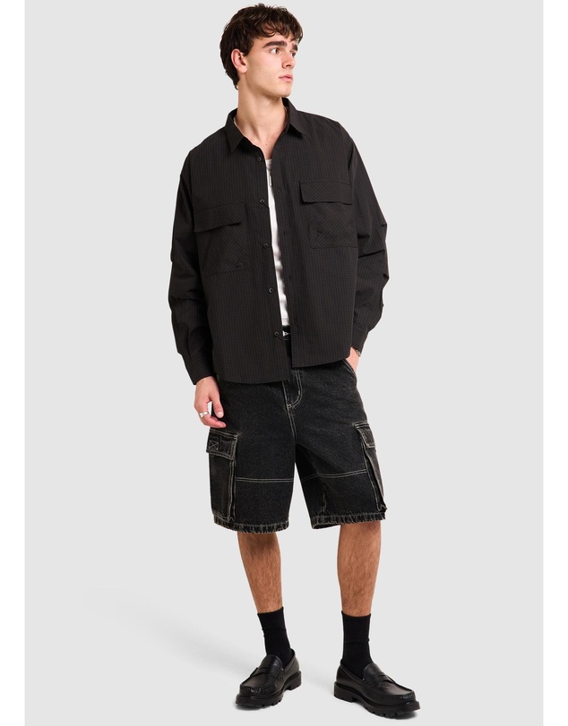 Black Noise White Rain - Oliver Tech Long Sleeve Shirt