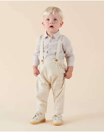 Designer Kidz - Finley Linen Suspender Pants