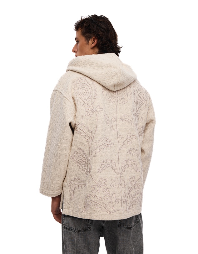 THE TALES - Textured Flower Embroidered Hooded Jacket