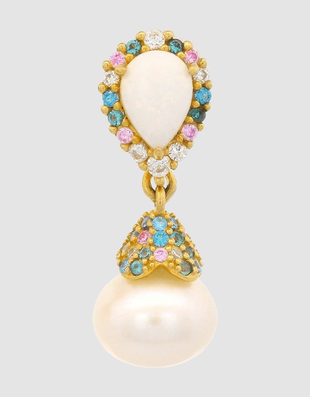Georgini - GEORGINI WISTERIA CREATED OPAL AND PEARL CASCADE EARRINGS GOLD
