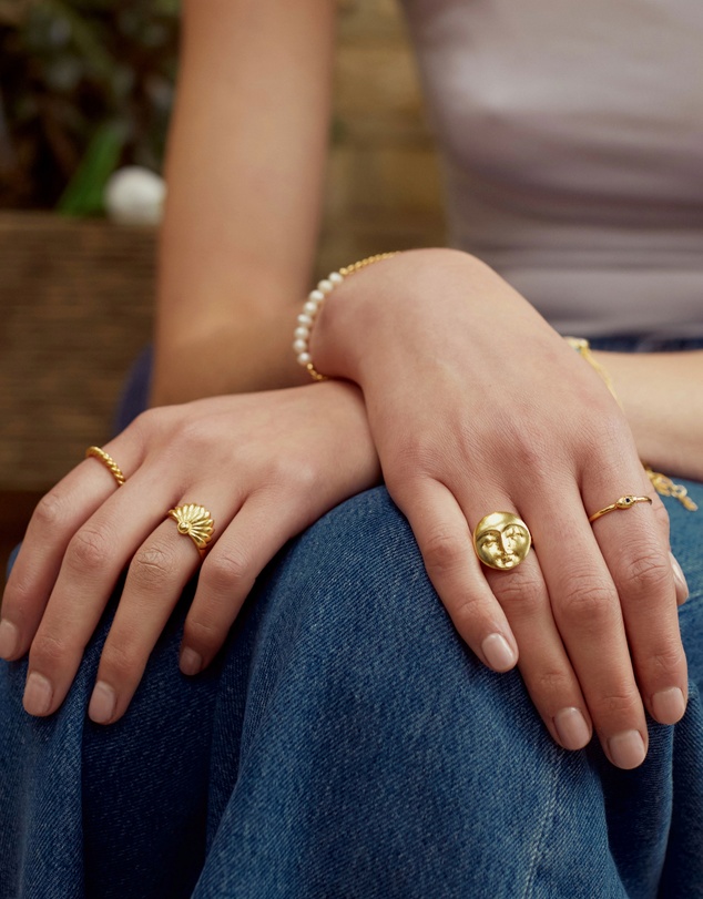Ottoman Hands - Moon Face Gold Ring