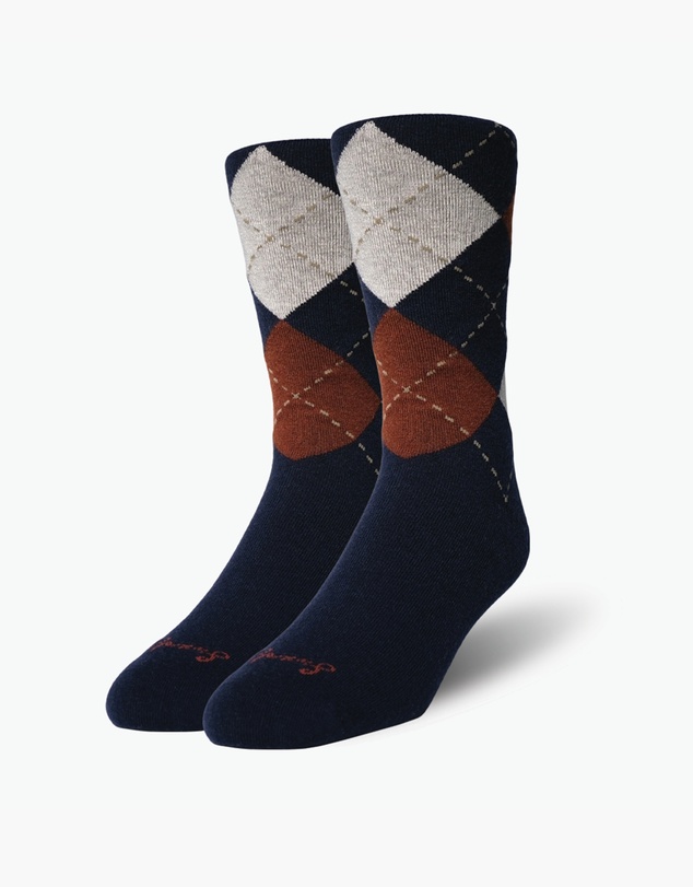 Swanky Socks - Navy Copper Argyle