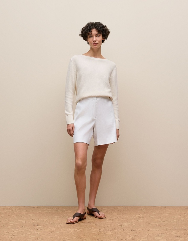 Trenery - Cotton Linen Boatneck Knit in White