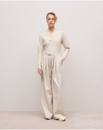Trenery - Ponte Drawcord Wide Leg Pant in Stone