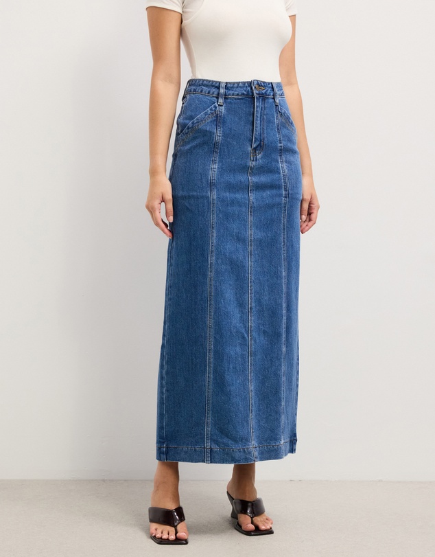 The Fated - Asha Denim Maxi Skirt
