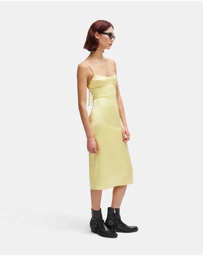 HUGO - Slim-fit Dress In Satin With Logo Trim
