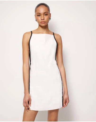 AERE - Tova Contrast Linen Mini Dress