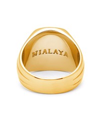 Nialaya Jewellery - Men's Oblong Gold Plated Signet Ring With Onyx