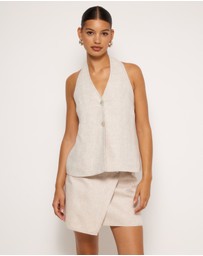 AERE - Indigo Linen Halter Top