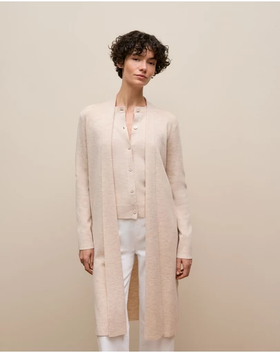Trenery - Merino Longline Cardigan in Oat Marle