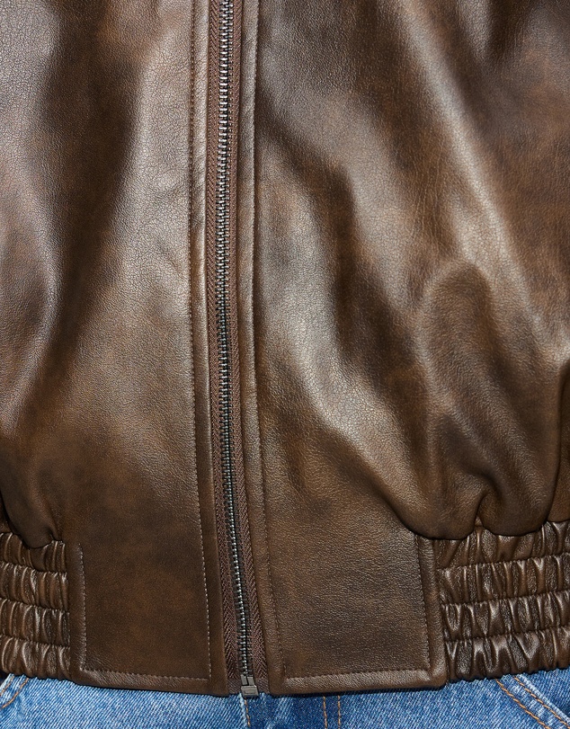 Dazie - Alaia Leather Look Bomber Jacket