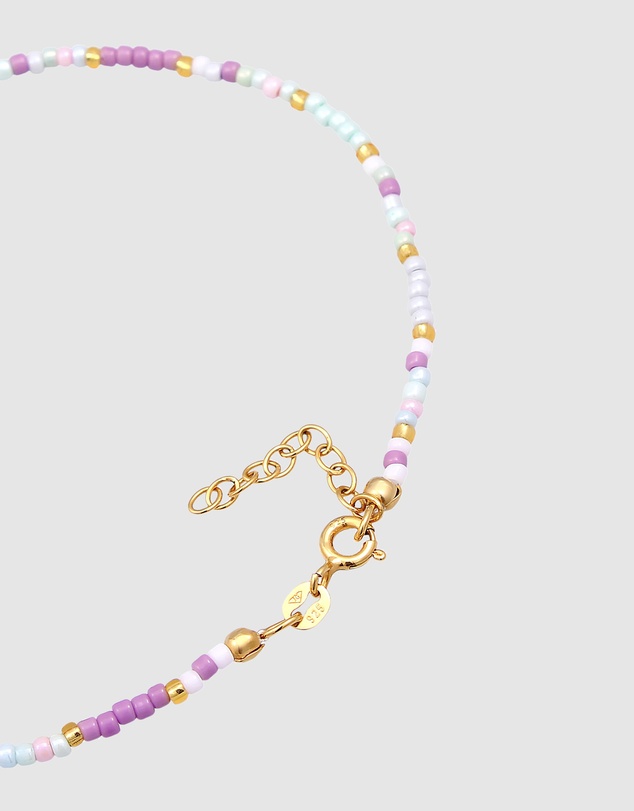 Elli Jewelry - Anklet Heart Glass Beads Summer Style in 925 Sterling Silver Gold Plated