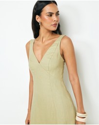 AERE - Haven Linen Beaded Midi Dress