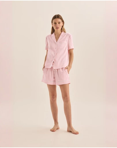Gingerlilly - Sonia Pink Satin Short PJ Set