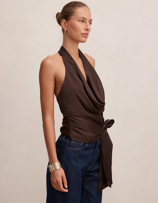 Forever New - Jordyn Cowl Halter Neck Tie Top