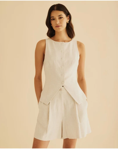 Atmos&Here - Remi Tailored Linen Blend Vest