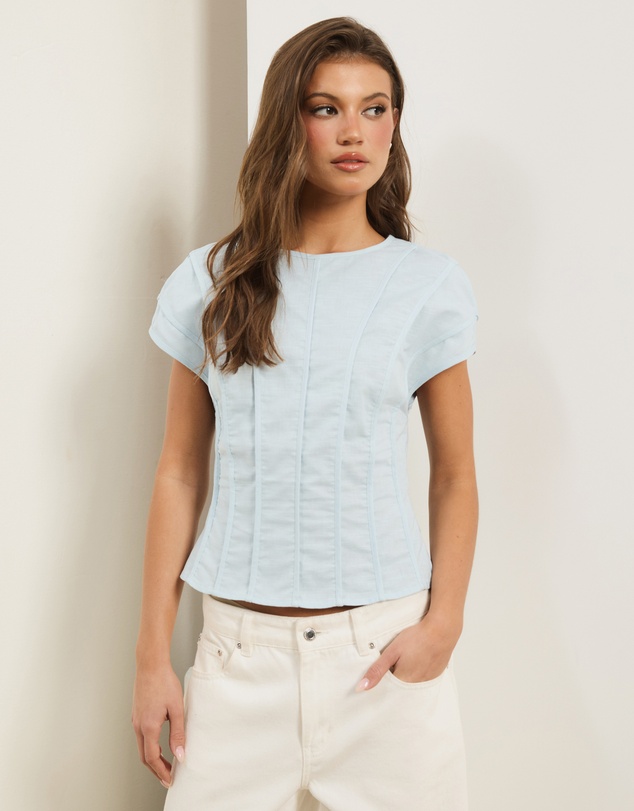 Atmos&Here - Ada Panelled Linen Blend Top