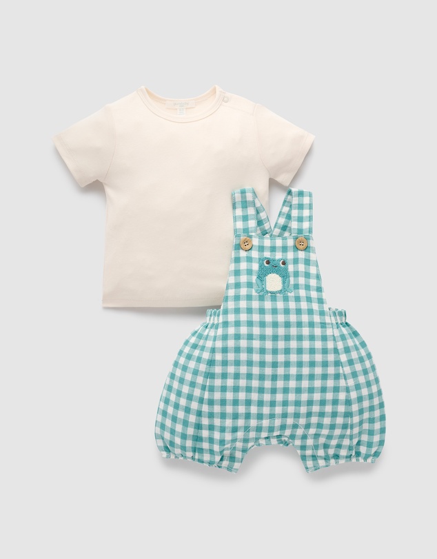 Purebaby - Gingham Overall set -Babies
