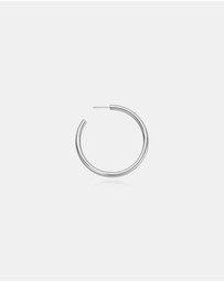 Ania Haie - Ania Haie Silver Classic Tube Large Hoop Earrings