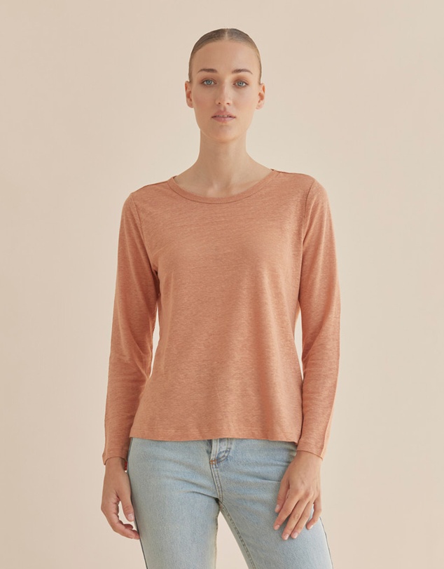 Amelius - Priya Long Sleeve Linen Jersey Top