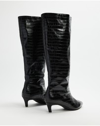 AERE - Nara Knee High Heeled Leather Boots