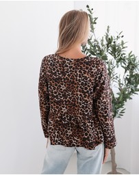 Esther & Co - Saveria Top - Brown Print