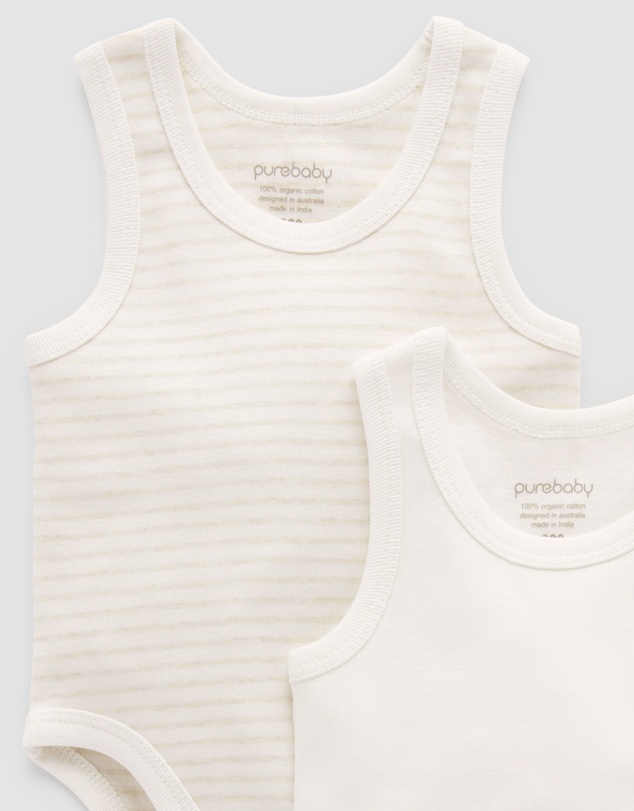 Purebaby - Rib Bodysuit 2 pack - Babies