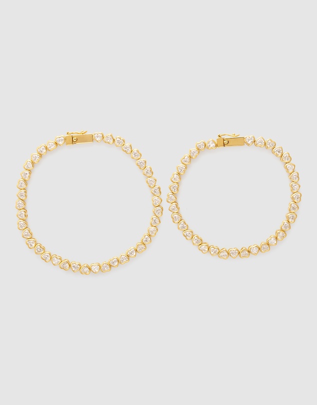 Wanderlust + Co - Heart Bezel 14K Gold Vermeil Tennis Bracelet