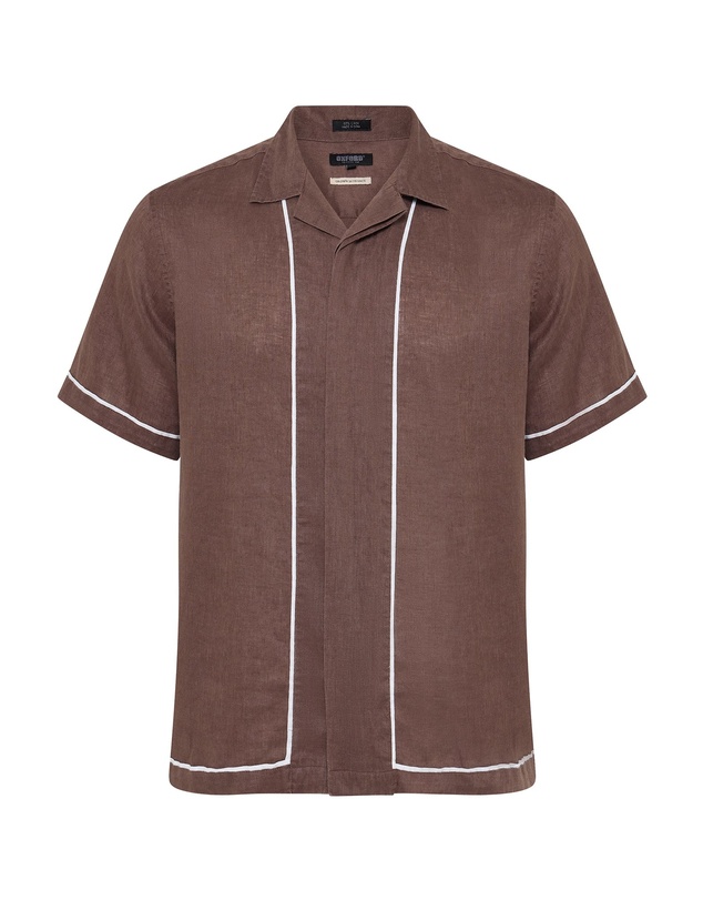 Oxford - Cooper Short Sleeve French Linen Piping Shirt