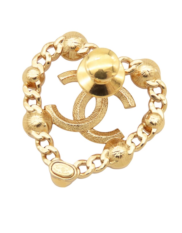 Pre-Loved by Azura Reborn - Pre-Loved CC Gold Plated Rhinestone Faux Pearl Heart Brooch