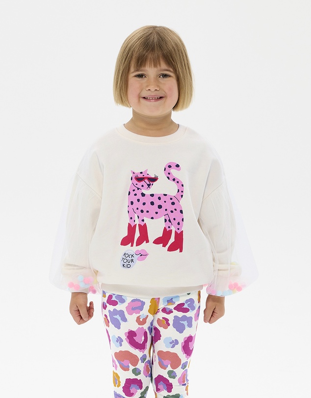 Rock Your Kid - Leopard Pom Pom Sweatshirt