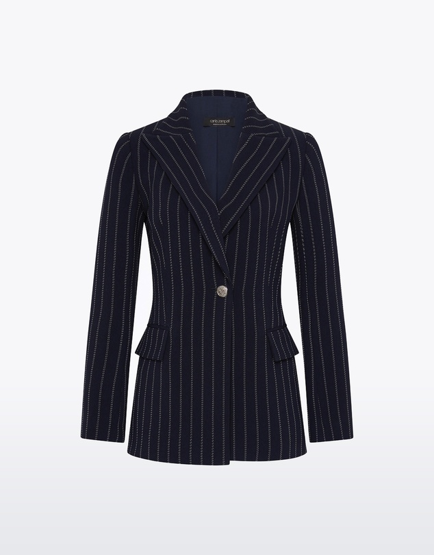 Carla Zampatti - Navy Pinstripe Jacket