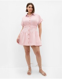City Chic - Plus Size Ari Denim Mini Dress - heavenly pink