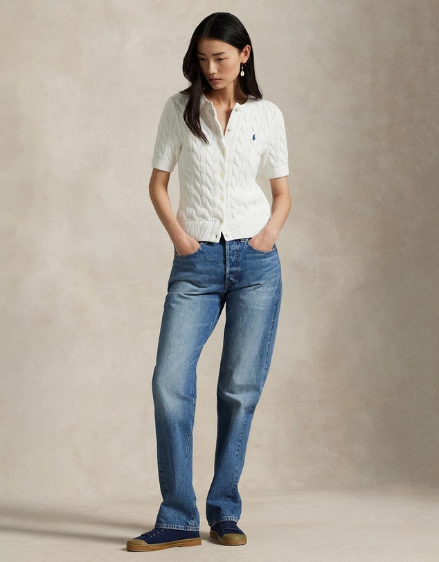 Polo Ralph Lauren - Cable-Knit Cotton Short-Sleeve Cardigan - The ICONIC Exclusive