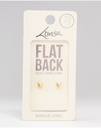 Lovisa - Gold Plated Surgical Steel Metal Butterfly Flat Backs 2-Pack