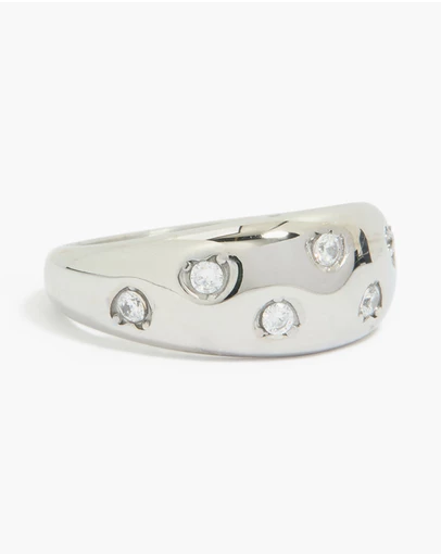Lovisa - Waterproof Stainless Steel Spotty Diamante Band Ring