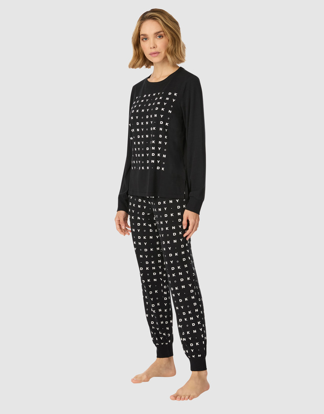 DKNY - Cotton & Viscose Jersey Long Sleeve Top & Jogger Pyjama Set