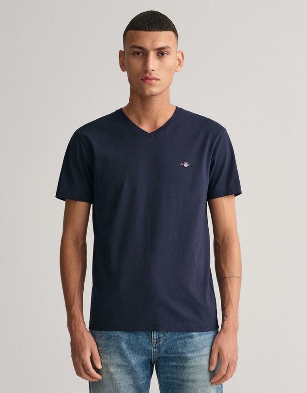 Gant - Slim Fit Shield V-Neck T-Shirt