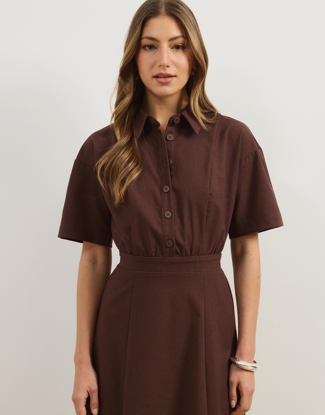 Atmos&Here - Belle Short Sleeve Shirt Maxi Dress