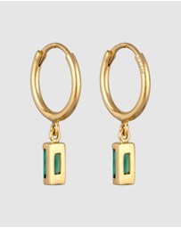 Elli Jewelry - Earrings Hoops Emerald Rectangle 925 Sterling Silver Gold-Plated