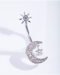 Lovisa - Titanium Moon Star Belly Bar