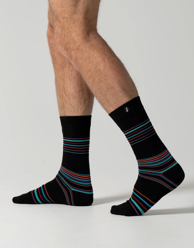 Swanky Socks - Black Retro Stripes