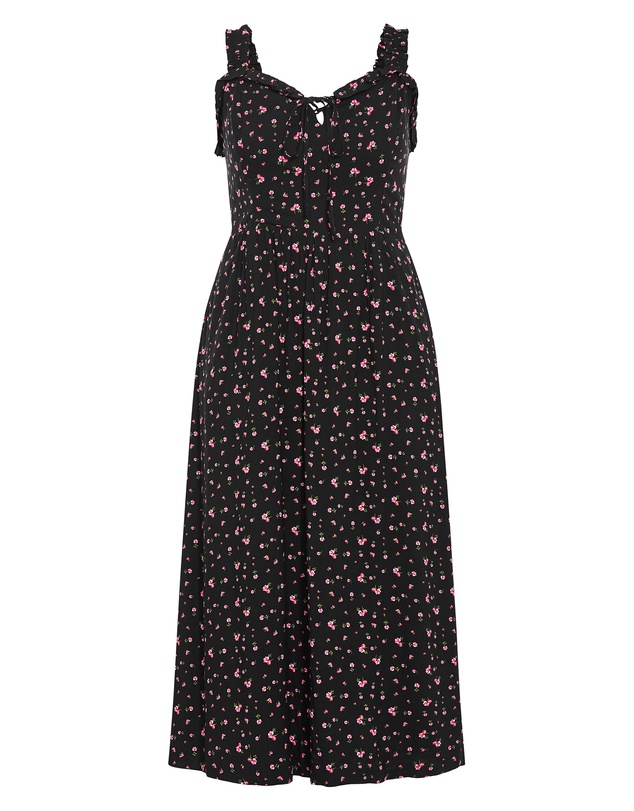 City Chic - Plus size Gracy Ditsy Print Midi Dress - black