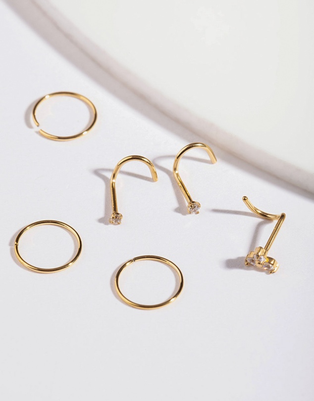 Lovisa - Gold Snake Diamante Nose 6-Pack