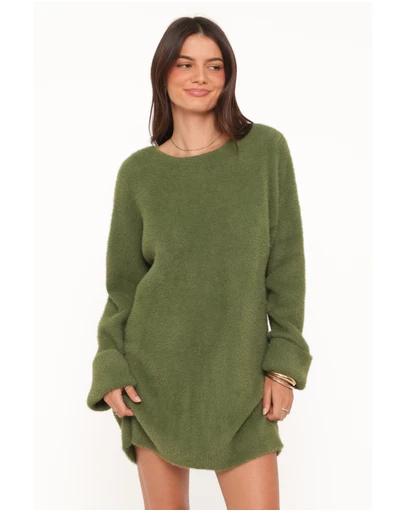 Petal & Pup - Mitchell Knit Mini Dress - Olive