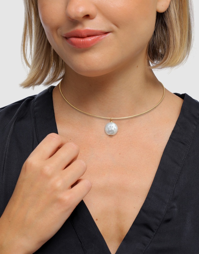 Elli Jewelry - Necklace Women Elegant White Shell Pearl 925 Sterling Silver Gold Plated