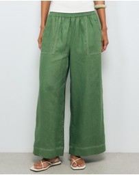 AERE - Contrast Stitch Linen Pants