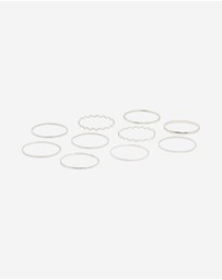 Lovisa - Silver Rope & Textured Bangles 10-Pack
