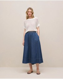 Trenery - Mercerised Cotton Open Knit T-shirt in Ivory